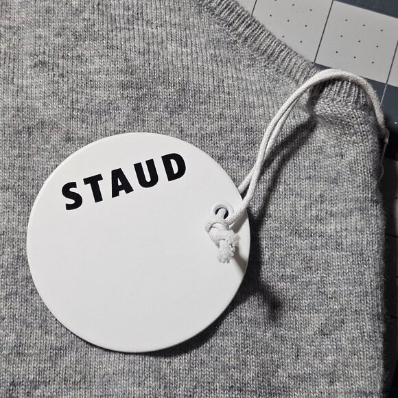 NWT STAUD Grey Ribbed Knit Tank Top Women’s L Minimalist Streetwear Quiet Luxury - Picture 4 of 11